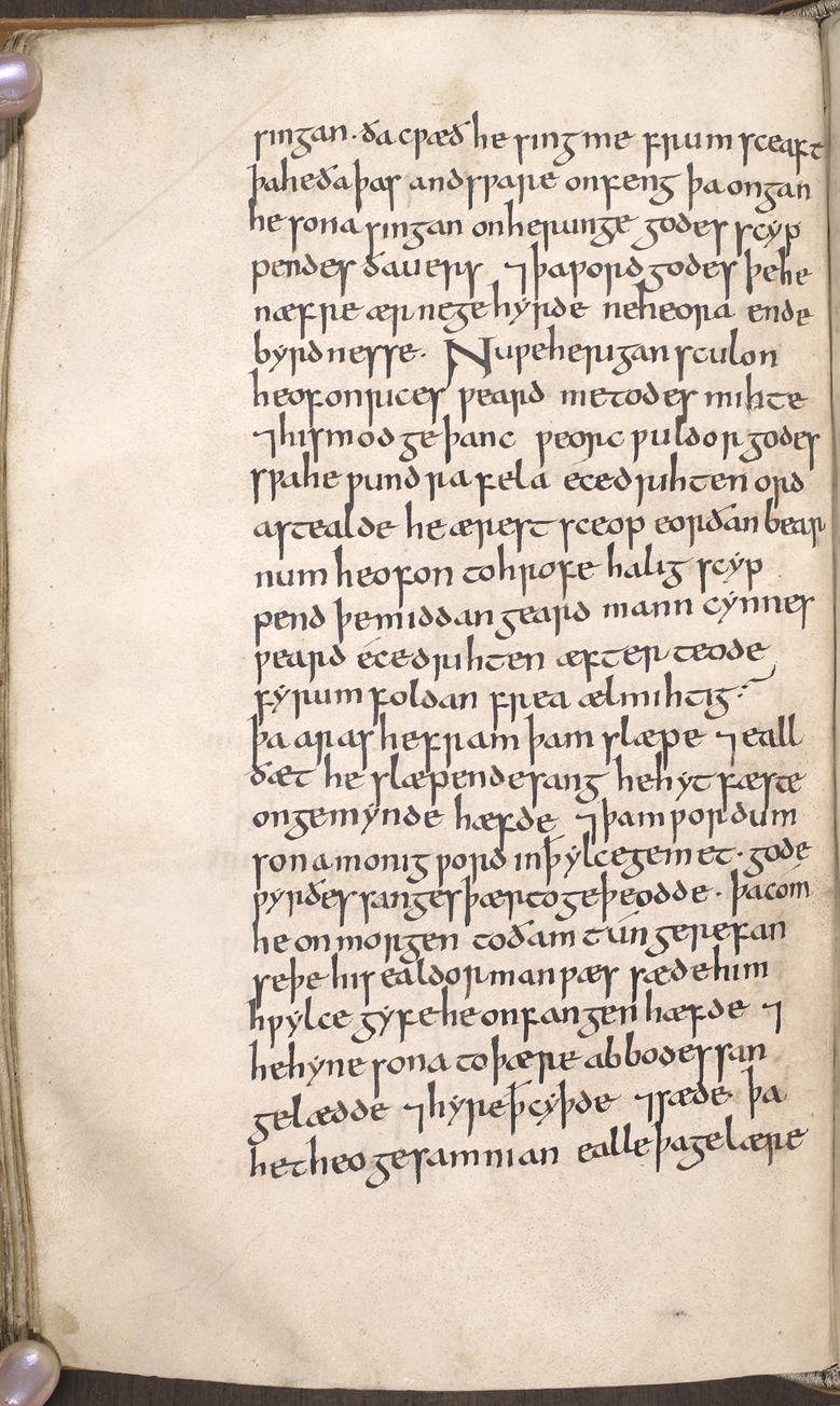 Facsimile of manuscript page containing Cædmon’s Hymn.