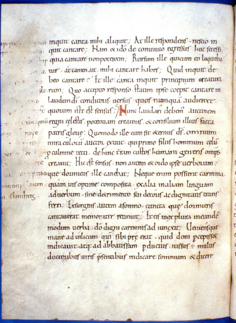 Facsimile of manuscript page containing Cædmon’s Hymn.