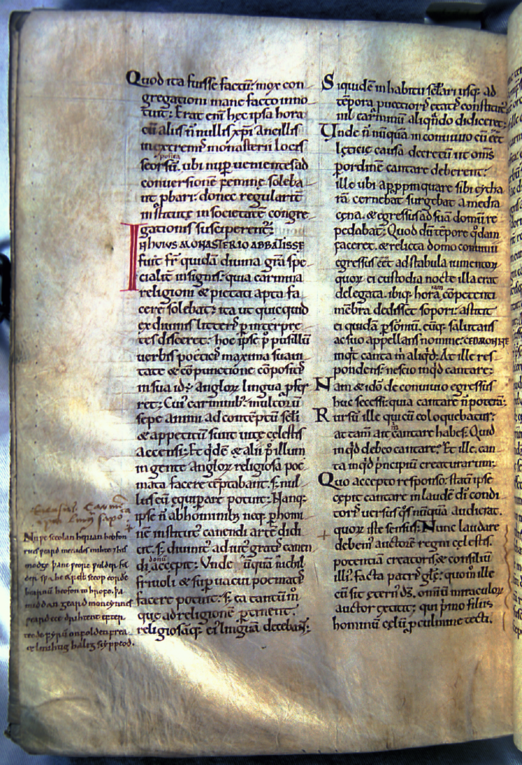 Facsimile of manuscript page containing Cædmon’s Hymn.