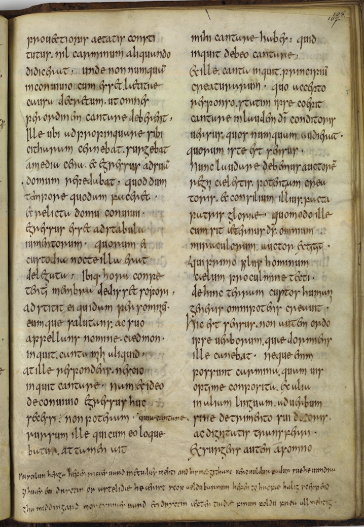 Facsimile of manuscript page containing Cædmon’s Hymn.