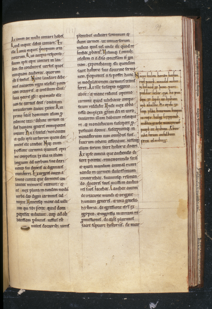 Facsimile of manuscript page containing Cædmon’s Hymn.