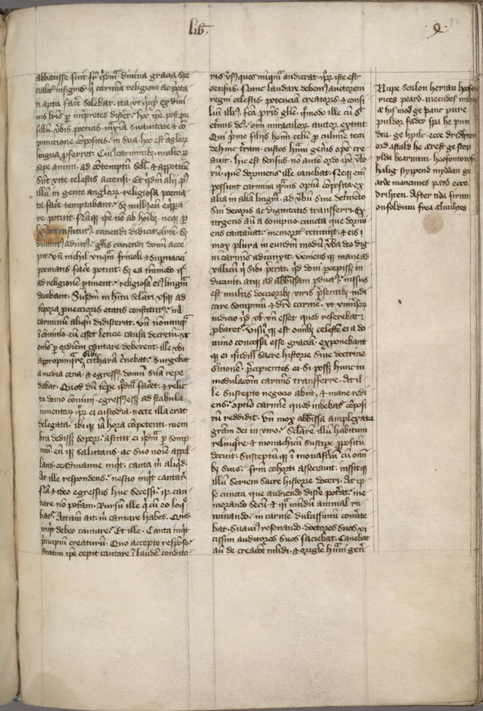 Facsimile of manuscript page containing Cædmon’s Hymn.
