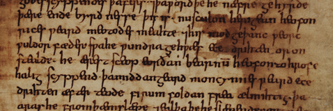 Detail of manuscript page showing Cædmon’s Hymn