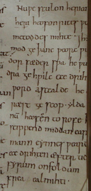 Facsimile of manuscript page containing Cædmon’s Hymn.